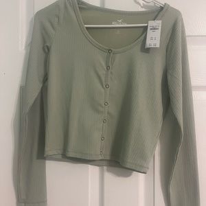 green hollister ribbed long sleeve